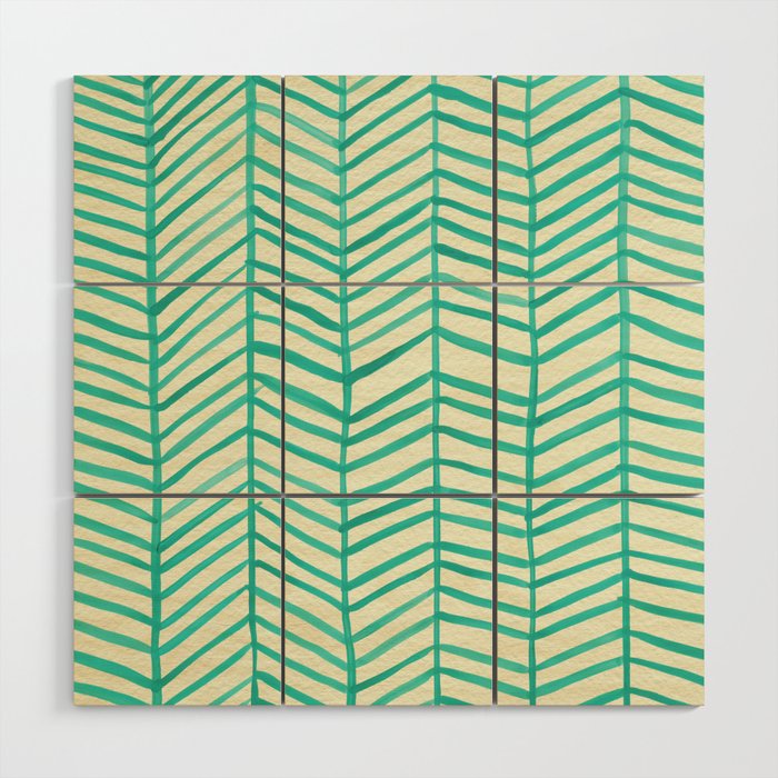 Mint Herringbone Wood Wall Art Gallery Image 1