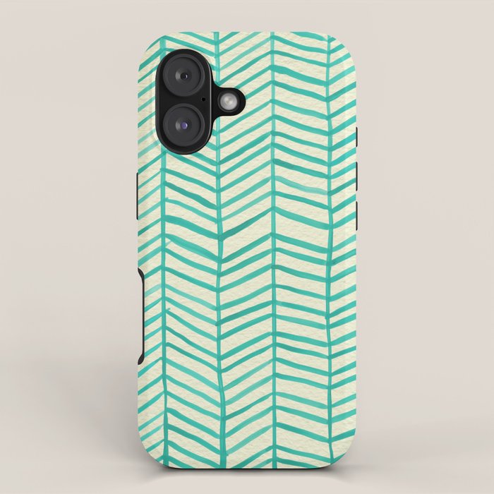 Mint Herringbone iPhone Case Gallery Image 1