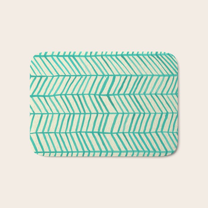 Mint Herringbone Bath Mat Gallery Image 1