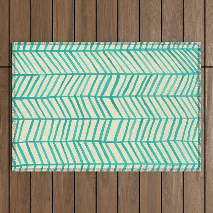 Mint Herringbone Outdoor Rug Gallery Image 1