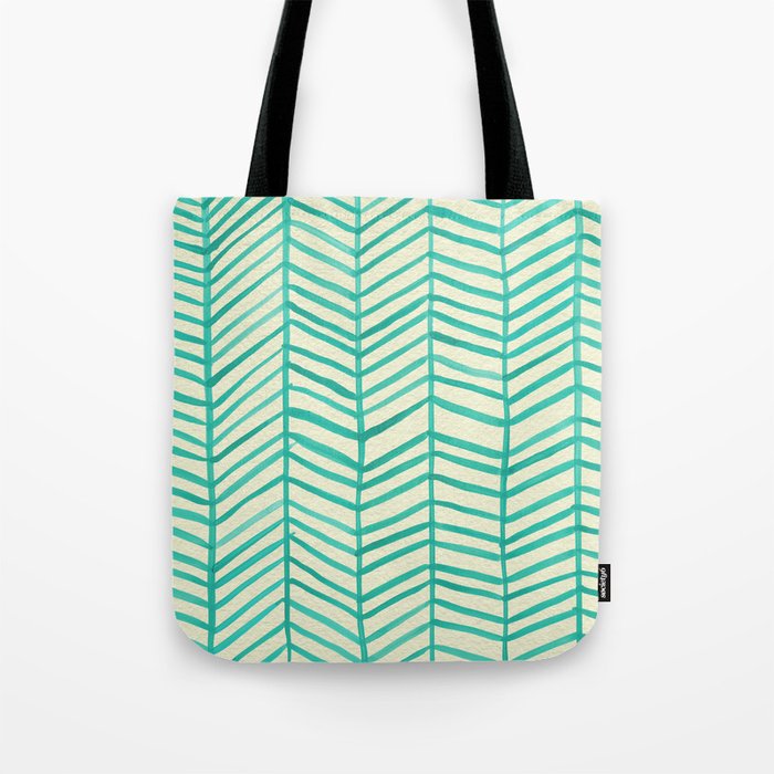 Mint Herringbone Tote Bag Gallery Image 1