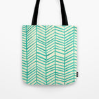 Mint Herringbone Tote Bag Gallery Image 1