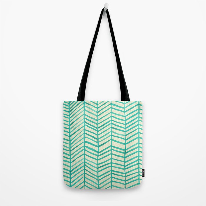 Mint Herringbone Tote Bag Gallery Image 2