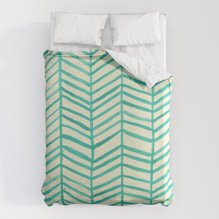Mint Herringbone Duvet Cover Gallery Image 1