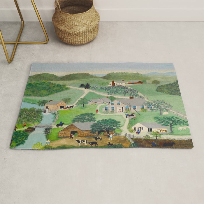 Anna Mary Robertson 'Grandma' Moses The Old Oaken Bucket American Folk Art Rug Gallery Image 1