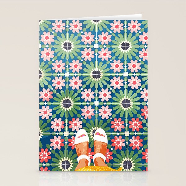 For The Love of Tiles | Moroccan Modern Bohemian Décor | Exotic Travel Watercolor Painting Stationery Card Gallery Image 2