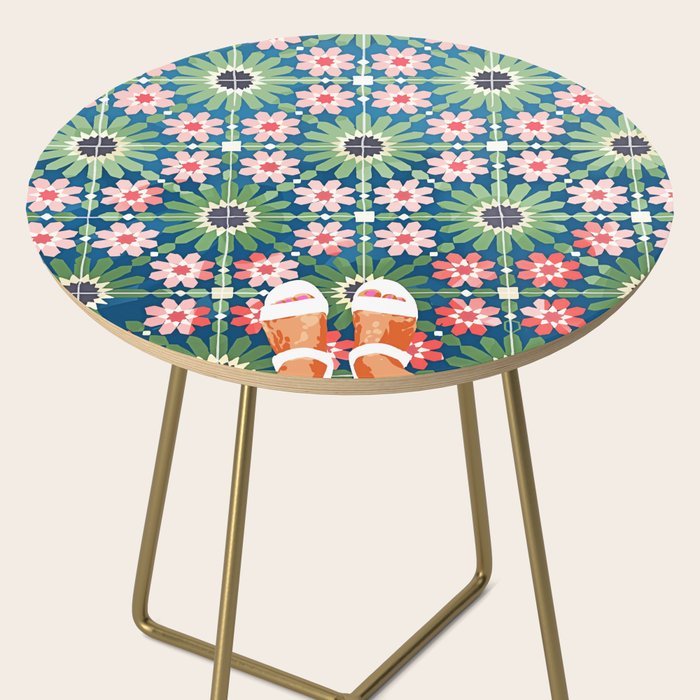 For The Love of Tiles | Moroccan Modern Bohemian Décor | Exotic Travel Watercolor Painting Side Table Gallery Image 2