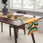 Wavy Turquoise Orange and Brown Retro Lines Table Runner Gallery Image 2