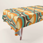 Wavy Turquoise Orange and Brown Retro Lines Tablecloth Gallery Image 1