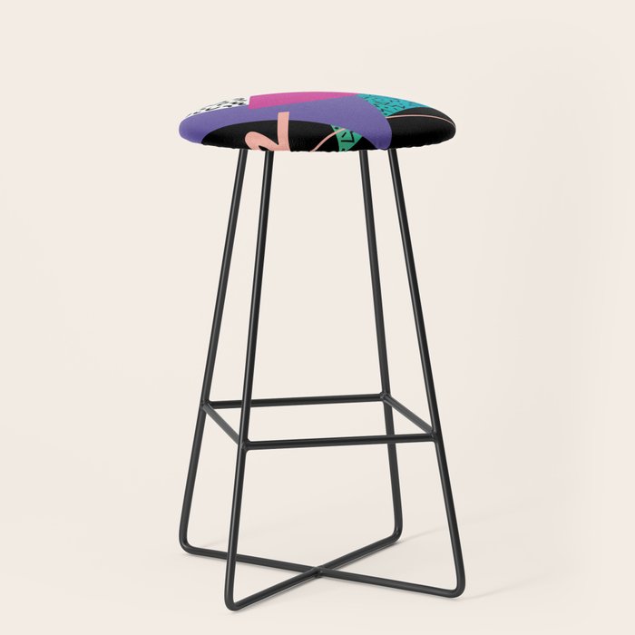 Memphis pattern 39 - 80s / 90s Retro Stool Gallery Image 1