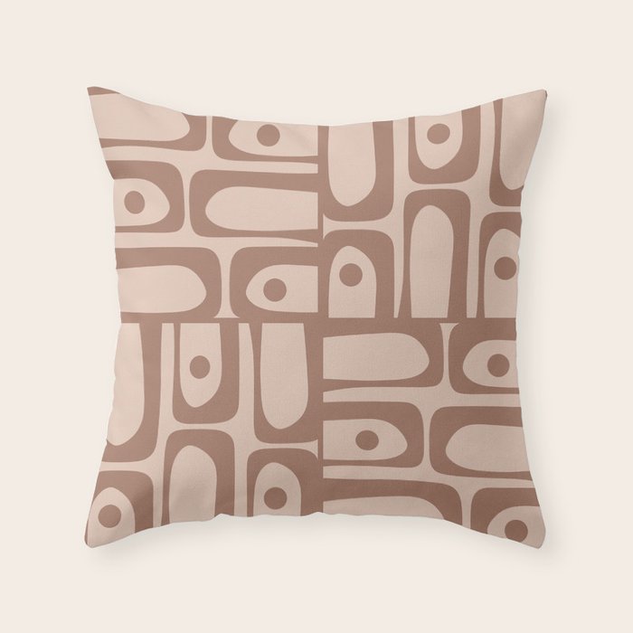 Midcentury Modern Piquet 6 Inspired by PANTONE 17 1230 Color of the Year Mocha Mousse Throw Pillow Gallery Image 1