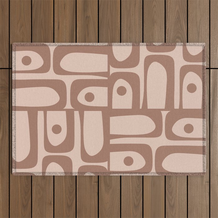 Midcentury Modern Piquet 6 Inspired by PANTONE 17 1230 Color of the Year Mocha Mousse Outdoor Rug Gallery Image 1