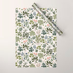 Herbarium ~ vintage inspired botanical art print ~ white Wrapping Paper Gallery Image 1