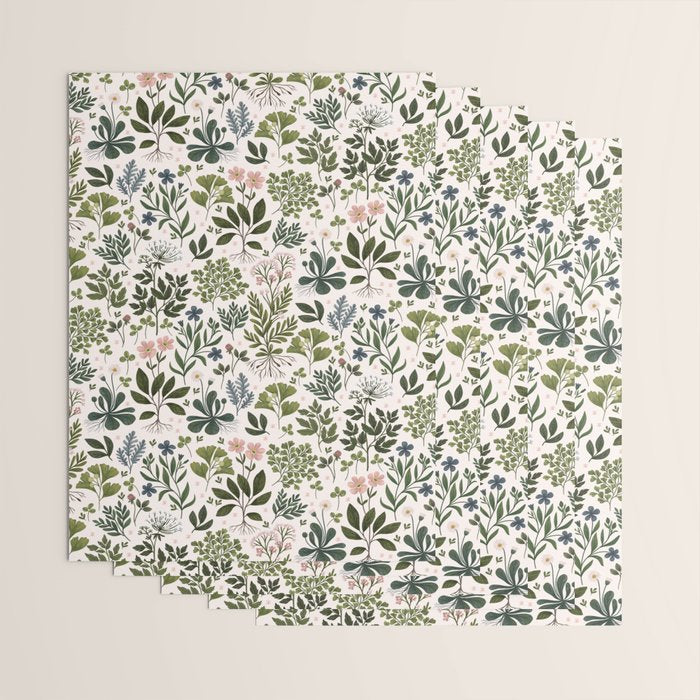 Herbarium ~ vintage inspired botanical art print ~ white Wrapping Paper Gallery Image 3