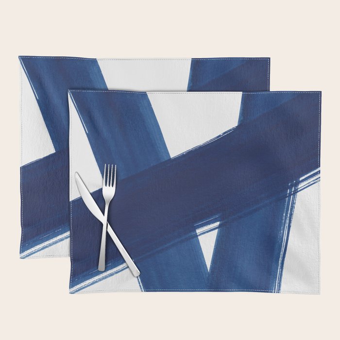 Indigo Abstract Brush Strokes | No. 4 Placemat Gallery Image 1