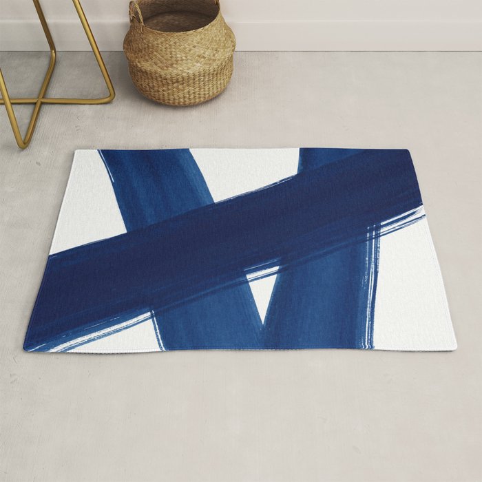 Indigo Abstract Brush Strokes | No. 4 Rug Gallery Image 1