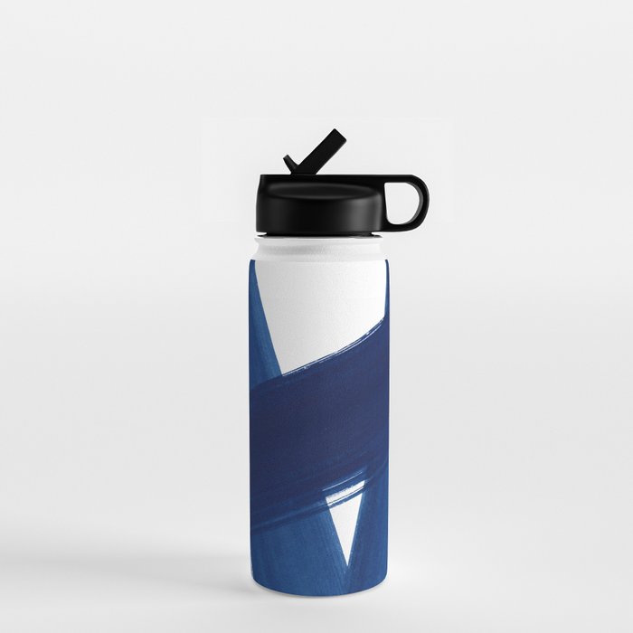 Indigo Abstract Brush Strokes | No. 4 Water Bottle Gallery Image 1