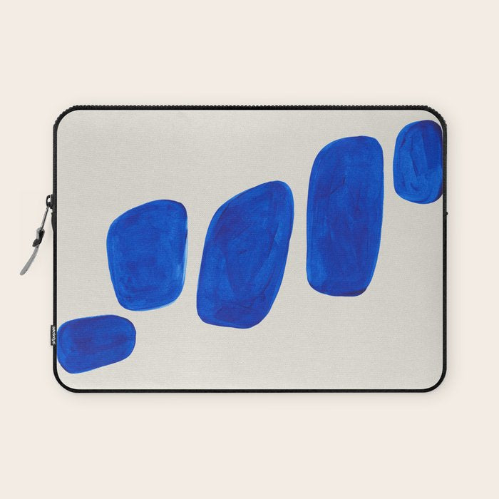 Minimalist Modern Mid Century Colorful Abstract Shapes Phthalo Blue Native Pebbles Stacked Laptop Sleeve Gallery Image 1