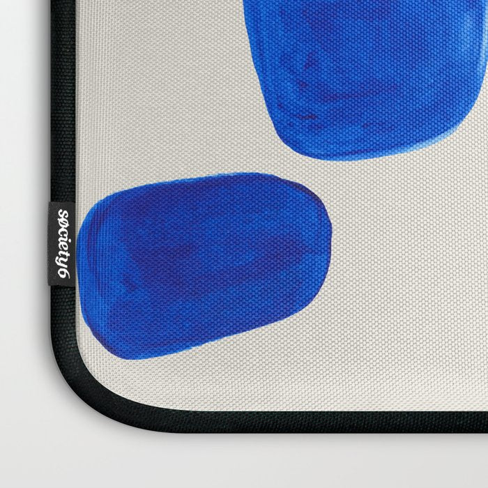 Minimalist Modern Mid Century Colorful Abstract Shapes Phthalo Blue Native Pebbles Stacked Laptop Sleeve Gallery Image 3