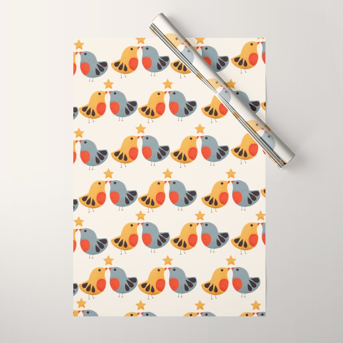 Festive Birds and Star Wrapping Paper Gallery Image 1