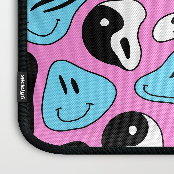 Funny melting smile happy face colorful cartoon seamless pattern Laptop Sleeve Gallery Image 3
