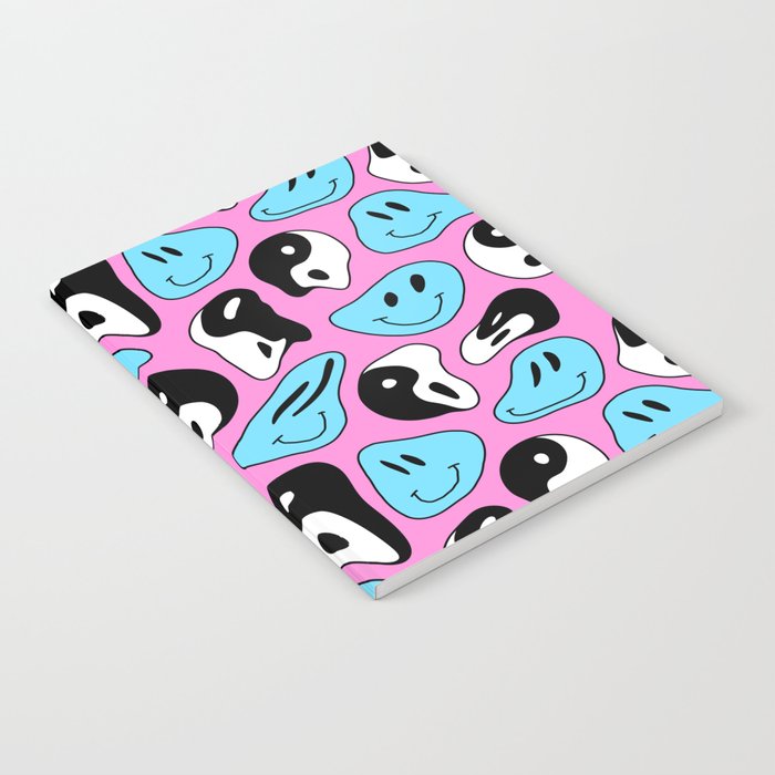 Funny melting smile happy face colorful cartoon seamless pattern Notebook Gallery Image 2