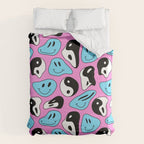 Funny melting smile happy face colorful cartoon seamless pattern Duvet Cover Gallery Image 6