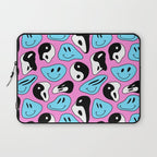 Funny melting smile happy face colorful cartoon seamless pattern Laptop Sleeve Gallery Image 1