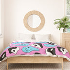 Funny melting smile happy face colorful cartoon seamless pattern Duvet Cover Gallery Image 3