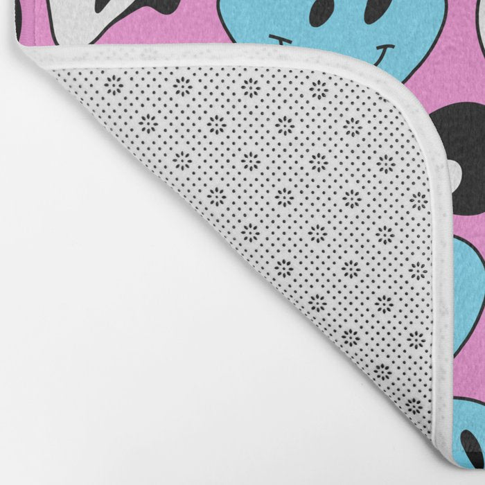 Funny melting smile happy face colorful cartoon seamless pattern Bath Mat Gallery Image 2