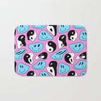 Funny melting smile happy face colorful cartoon seamless pattern Bath Mat Gallery Image 1