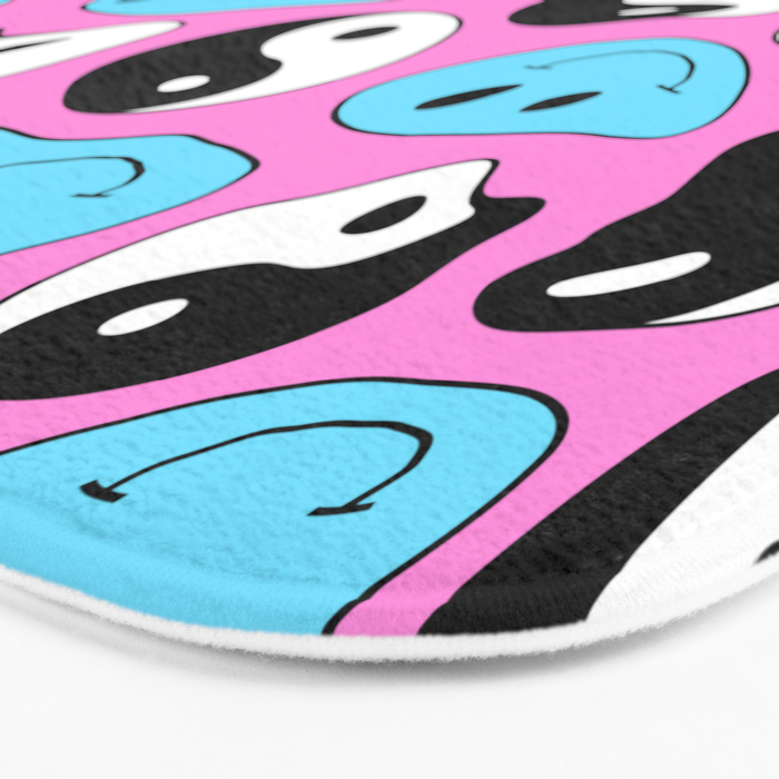 Funny melting smile happy face colorful cartoon seamless pattern Bath Mat Gallery Image 3