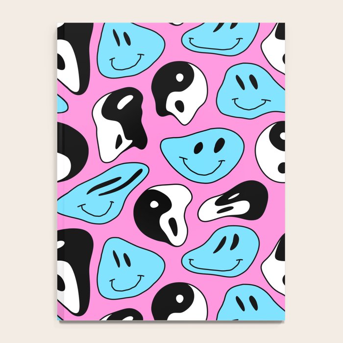 Funny melting smile happy face colorful cartoon seamless pattern Notebook Gallery Image 4