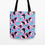 Funny melting smile happy face colorful cartoon seamless pattern Tote Bag Gallery Image 1