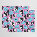 Funny melting smile happy face colorful cartoon seamless pattern Placemat Gallery Image 1