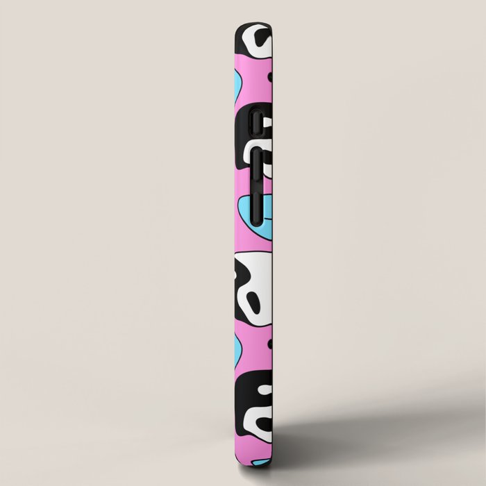 Funny melting smile happy face colorful cartoon seamless pattern iPhone Case Gallery Image 2