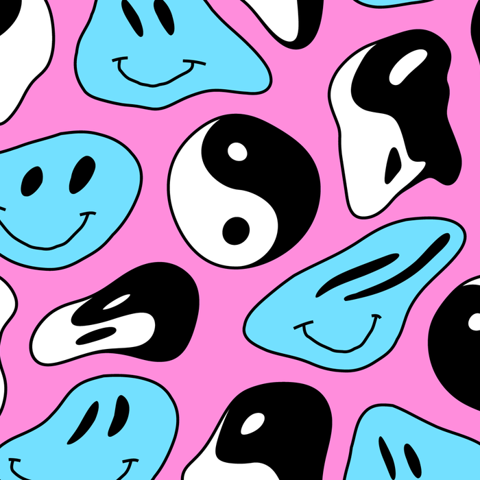 Funny melting smile happy face colorful cartoon seamless pattern Coffee Mug Gallery Image 2