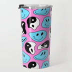 Funny melting smile happy face colorful cartoon seamless pattern Travel Mug Gallery Image 3