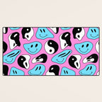 Funny melting smile happy face colorful cartoon seamless pattern Desk Mat Gallery Image 3