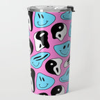 Funny melting smile happy face colorful cartoon seamless pattern Travel Mug Gallery Image 2