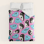 Funny melting smile happy face colorful cartoon seamless pattern Comforter Gallery Image 6