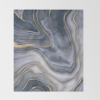 Elegant Marble Reverie Navy Gold Throw Blanket Gallery Image 2