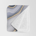Elegant Marble Reverie Navy Gold Throw Blanket Gallery Image 3