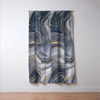 Elegant Marble Reverie Navy Gold Window Curtain Gallery Image 3