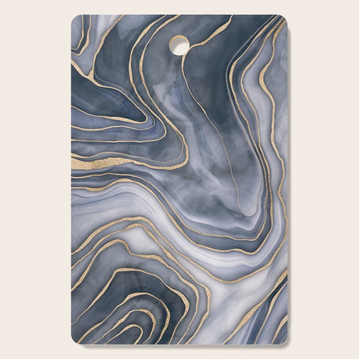 Elegant Marble Reverie Navy Gold Cutting Board Gallery Image 1