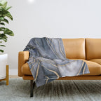 Elegant Marble Reverie Navy Gold Throw Blanket Gallery Image 1