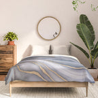 Elegant Marble Reverie Navy Gold Comforter Gallery Image 3