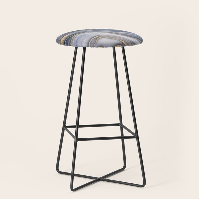 Elegant Marble Reverie Navy Gold Stool Gallery Image 1