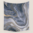 Elegant Marble Reverie Navy Gold Wall Tapestry Gallery Image 4