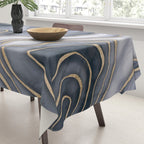 Elegant Marble Reverie Navy Gold Tablecloth Gallery Image 3